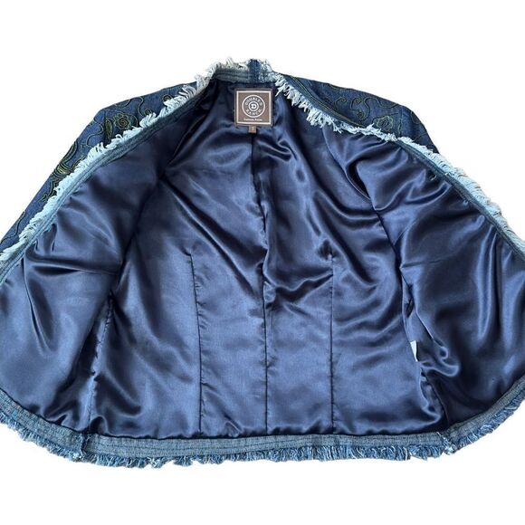 Double D Ranch Beaded Fringed Open Denim Jacket SMALL - Picture 10 of 16